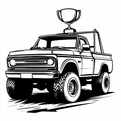 Classic Pickup Truck with Trophy