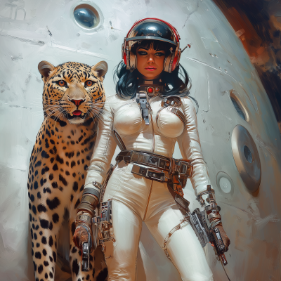 Futuristic Cleopatra as Space Pilot
