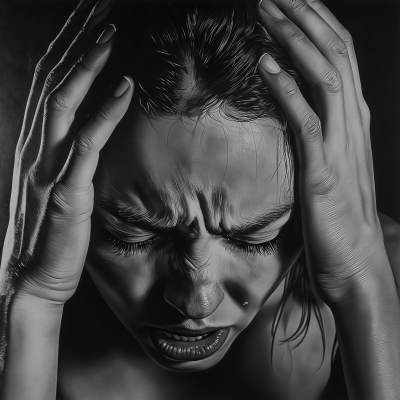 Crying Woman in Black and White