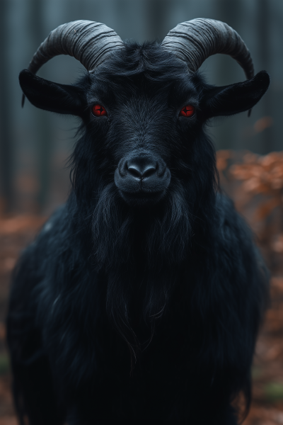 Black Bearded Goat with Crimson Eyes