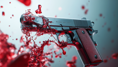 Stylized Gun with Red Liquid