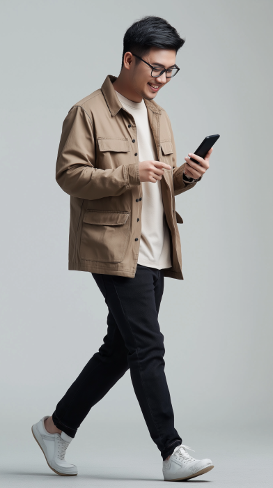 Happy Singaporean Man on Phone