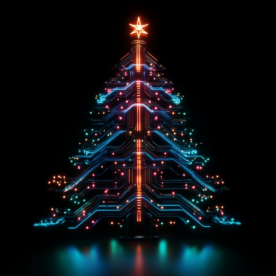 Futuristic Cyberpunk Christmas Tree