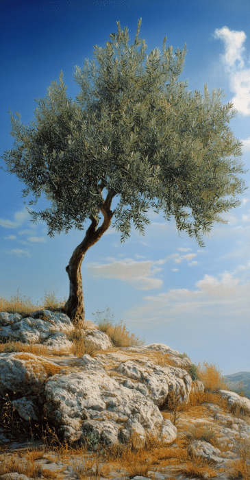 Olive Tree under a Mediterranean Sky