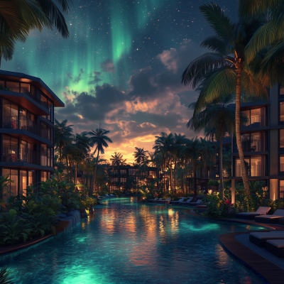 Tropical Condo Night View