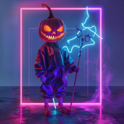 Halloween Character in Neon Lights