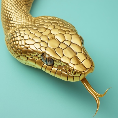 Golden Snake on Mint Background