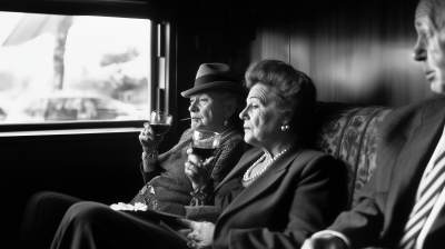 Old Friends Sharing Wine