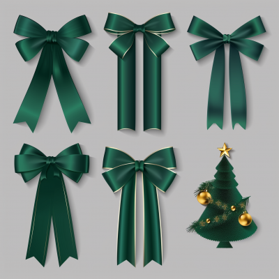 Vertical Green Christmas Ribbon Label