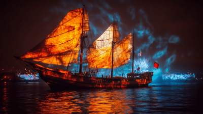 Traditional Tongan Ship Dancing on Water