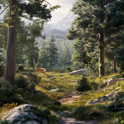 Forest Hiking Scene