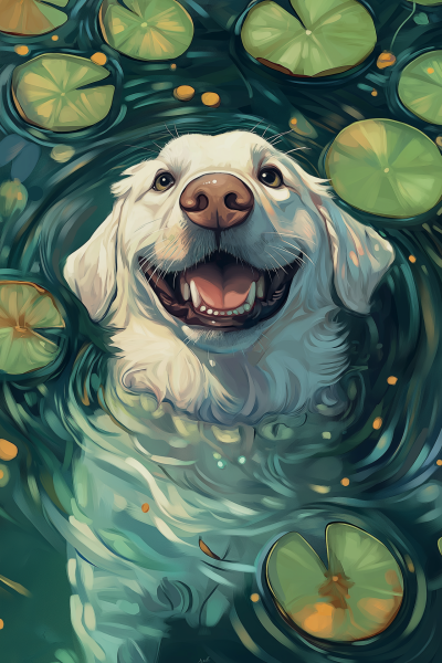 Playful Labrador in Water