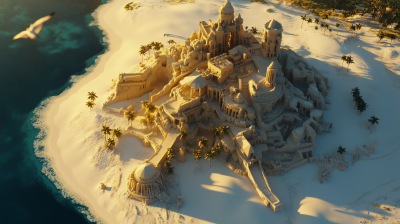 Aerial View of a Sand Castle Island