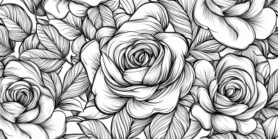 Elegant Floral Line Art