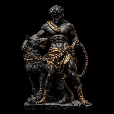Hercules and Cerberus Statue