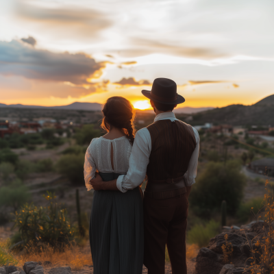 Couple in 1920s Clothing at Sunset