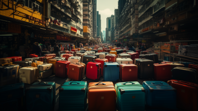 Busy Hong Kong Street with Luggage