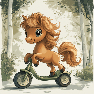 Fairytale Pony on Scooter