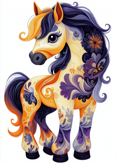 Pony with Khokhloma Painting