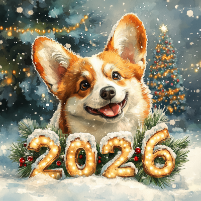 Cute Corgi on Ice