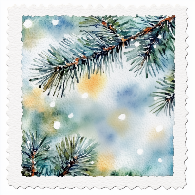 New Year Watercolor Stamp