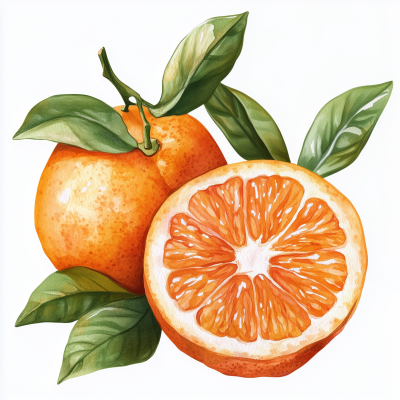 Watercolor Tangerine Illustration