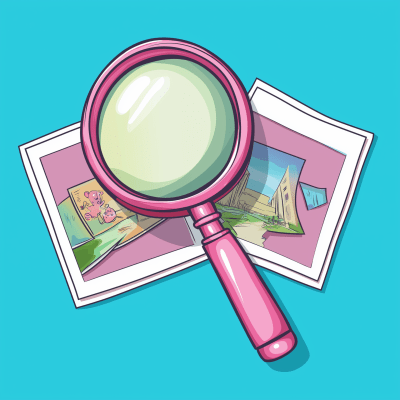 Cartoon Pink Magnifying Glass