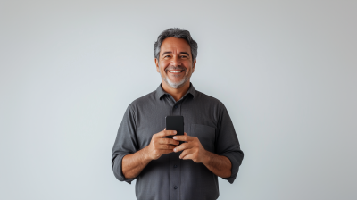 Smiling Brazilian Man with iPhone