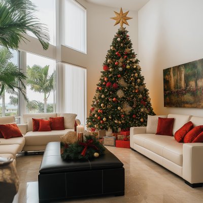 Modern Caribbean Christmas Living Room