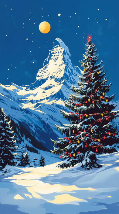 Christmas Card Featuring the Matterhorn