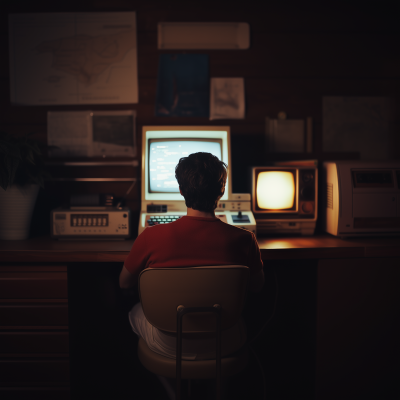 Man at Retro Computer