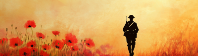 Silhouette Soldier with Poppies