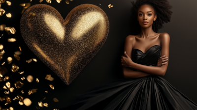 Golden Heart and Elegant Model