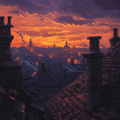 Medieval Fantasy City at Dusk