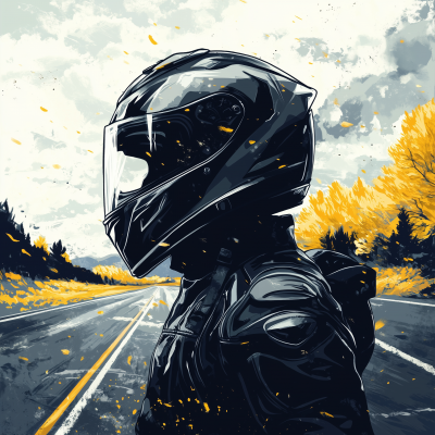 Biker in Helmet