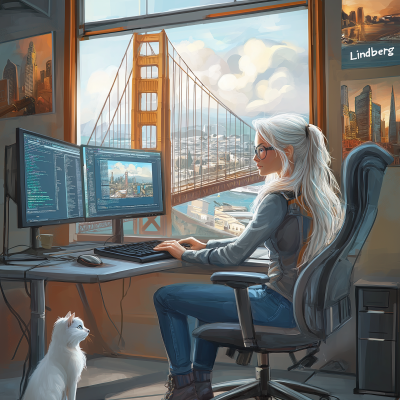 Beautiful Woman Coding