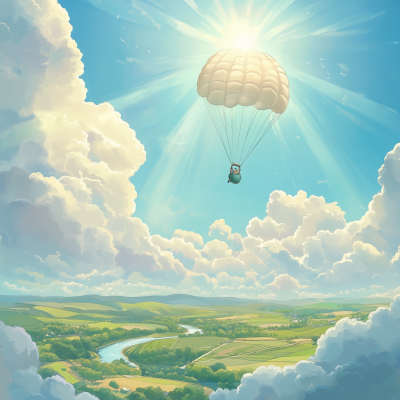 Whimsical Skydiving Scene