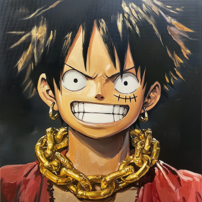 Luffy Posing with Gold Accessories