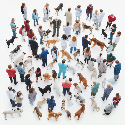Crowd of Veterinarians and Dogs