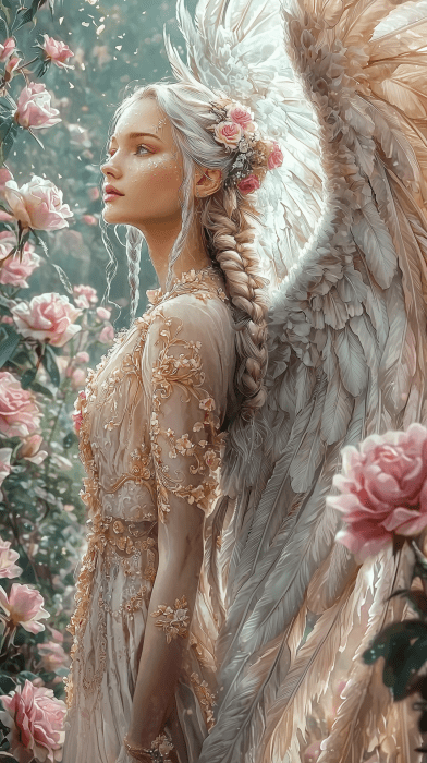 Celestial Angel in Heavenly Garden