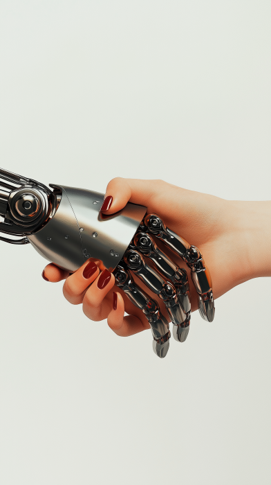 Feminine Robot Hand Shaking