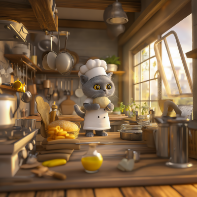 Chef Kitten in the Kitchen