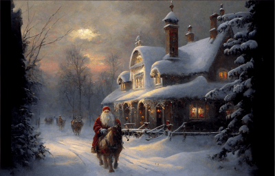 Christmas Landscape with Santa