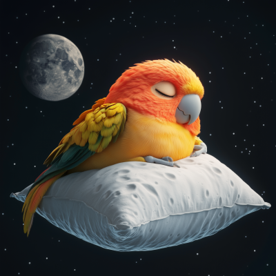 Cute Baby Parrot on the Moon