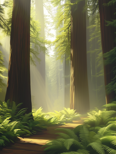 Misty Redwood Forest