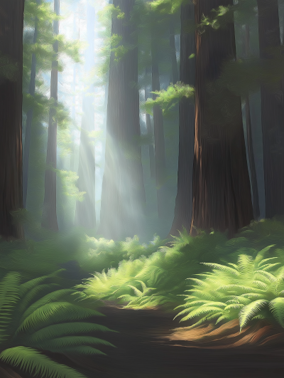 Misty Redwood Forest