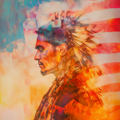 Native American Double Exposure