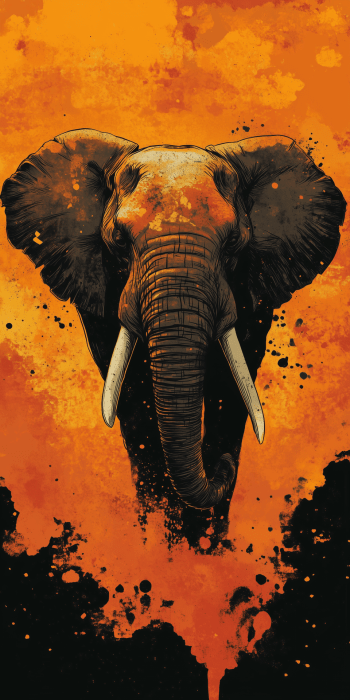 Strong Elephant Head Illustration