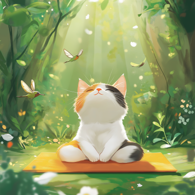 Calico Neko Meditating