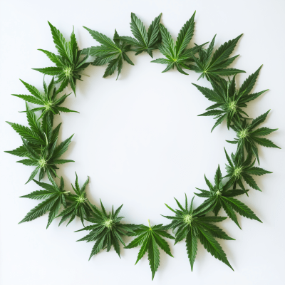 Christmas Wreath with Cannabis Leaves